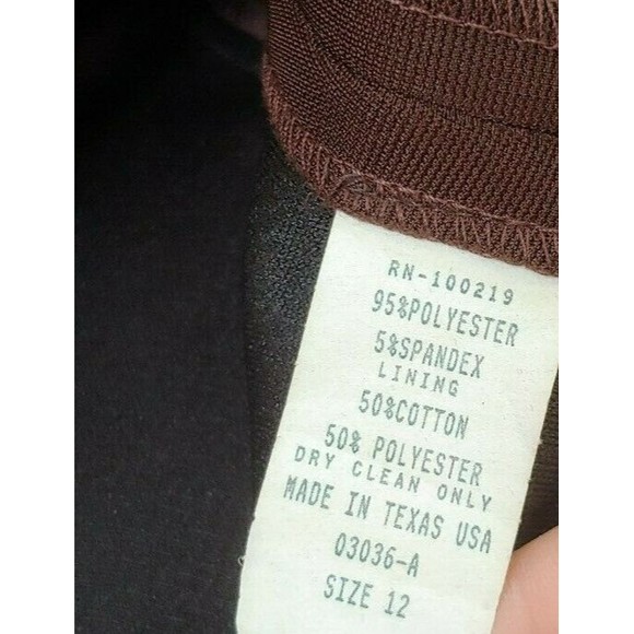 Vtg Linda Segal Jacket 12 Brown Blue Cropped Full Zip Shoulder Pads Large - Picture 8 of 10